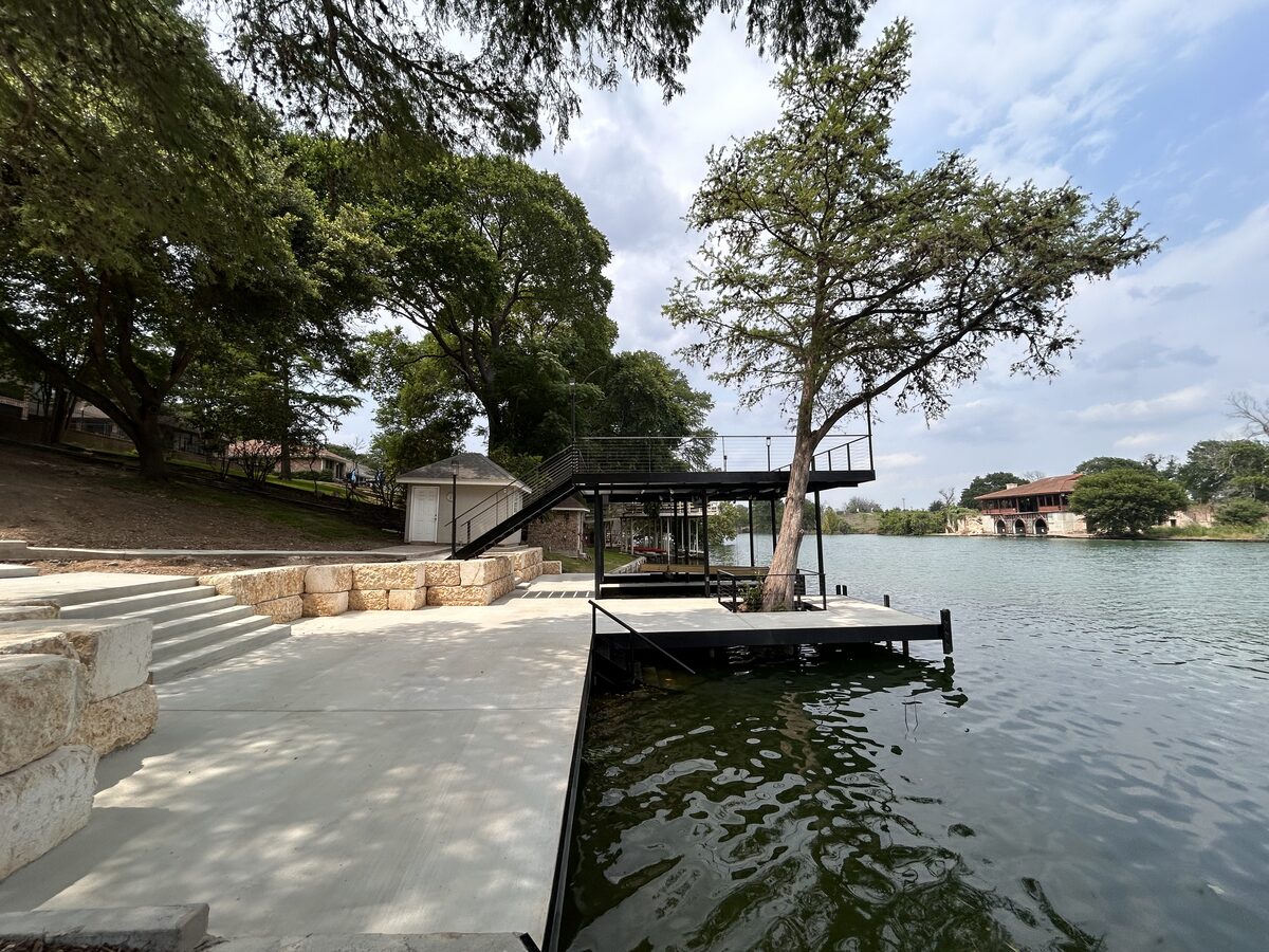 Dock and boathouse with shoreline stabilization