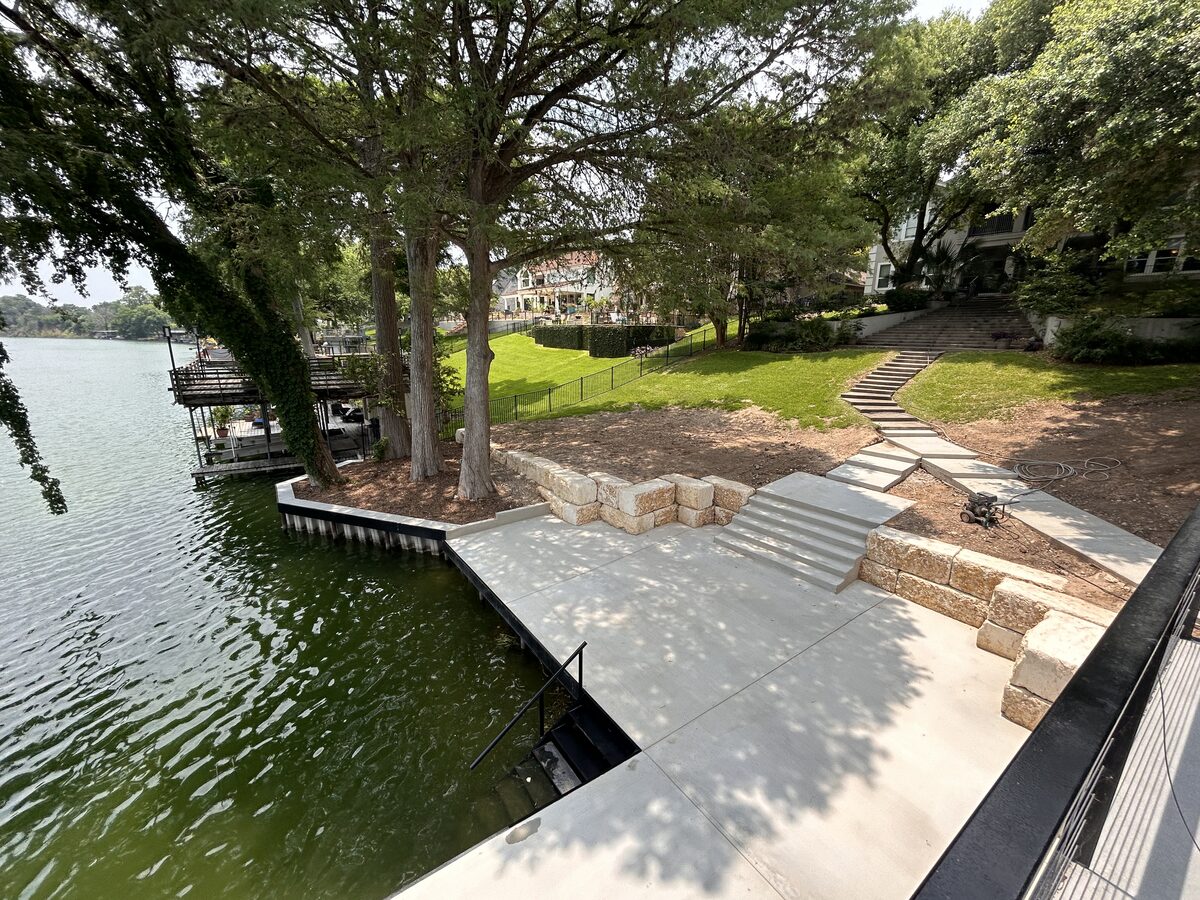 Waterfront construction on Guadalupe River