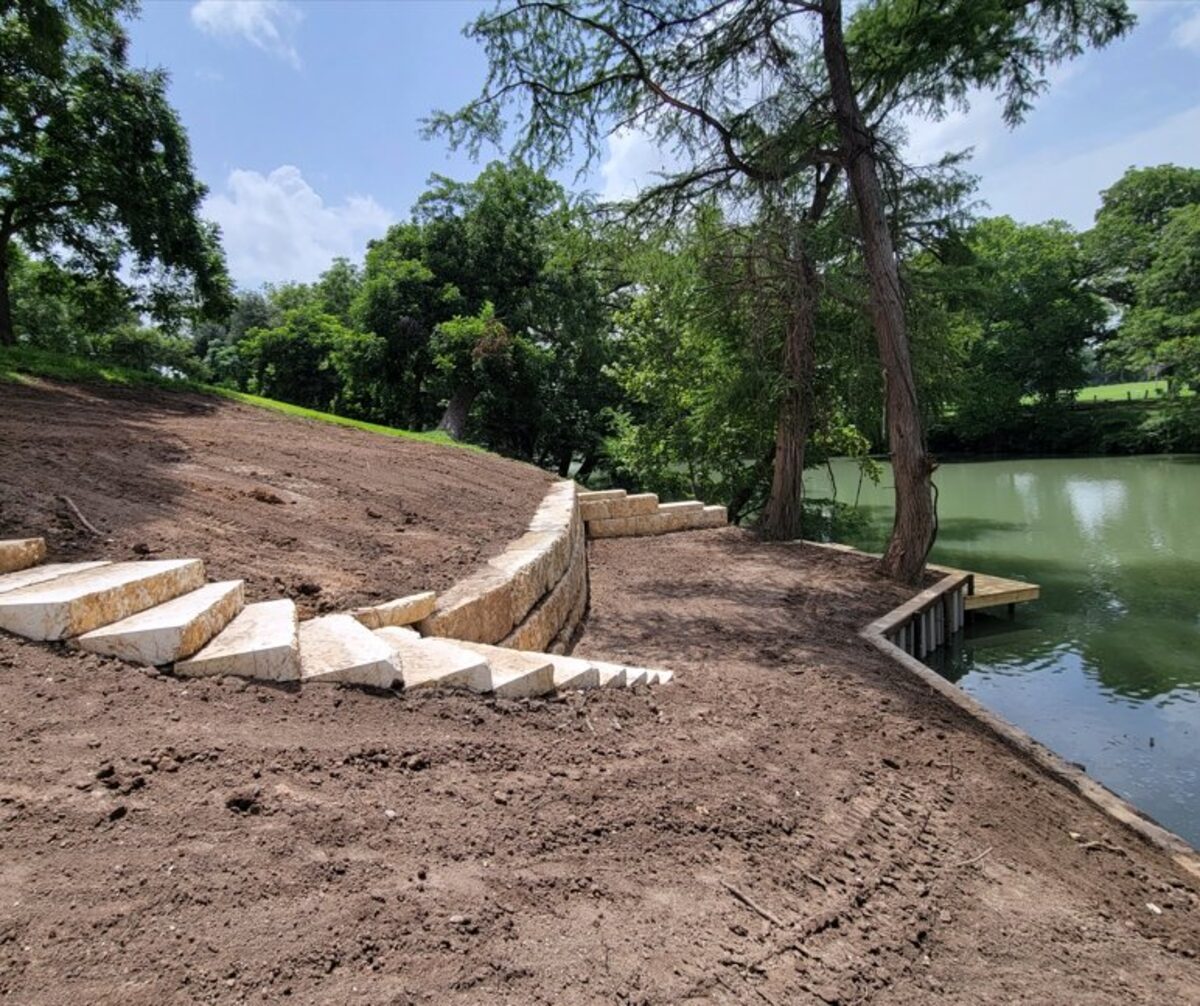Retaining wall on Lake McQueeney